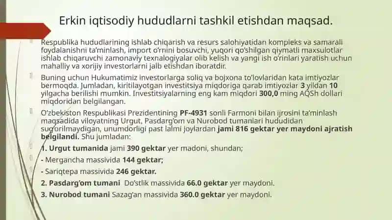 Erkiniqtisodiy hududlarni tashkilotish 4