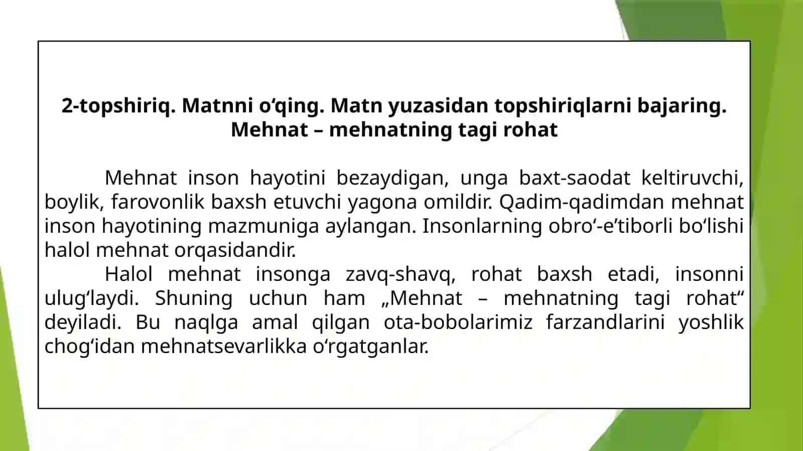 “MEHNAT BAXT KELTIRAR” 4