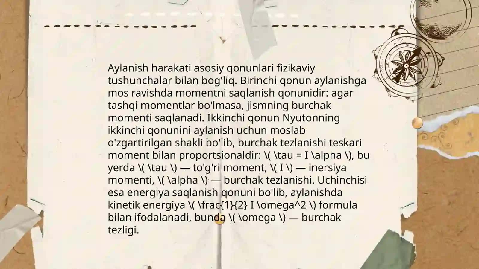 Aylanish harakati dinamikasi 4