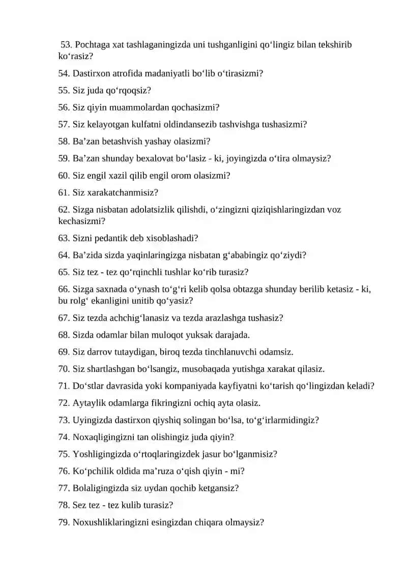 Shaxslik sifatlari psixodiagnostikasi 4