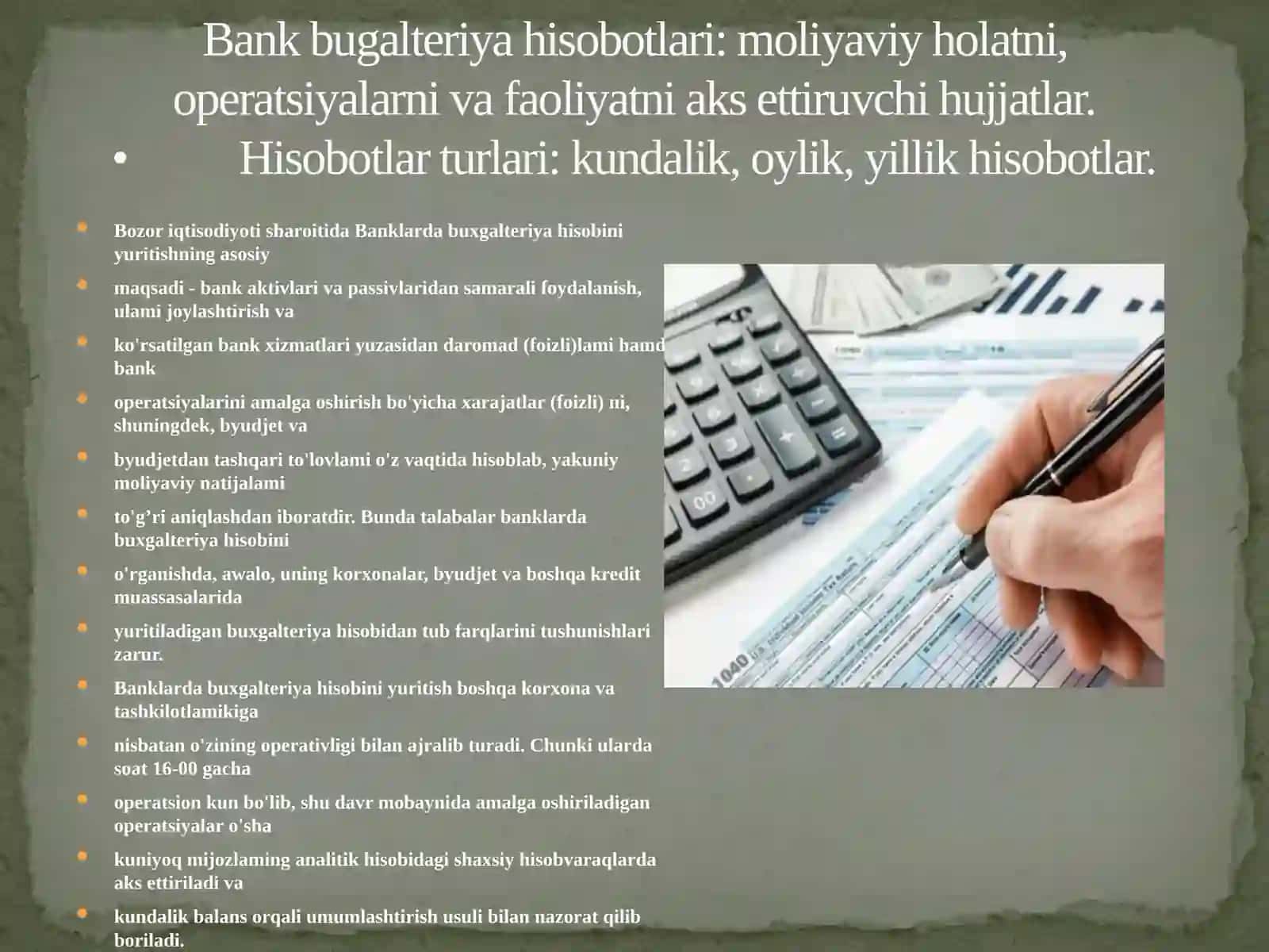 Bank bugalteriya hisobotlari va ularni tuzish 4
