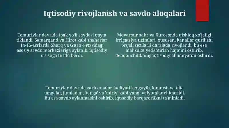 Temuriylardavrida Movarounnahr va Xuroson 4