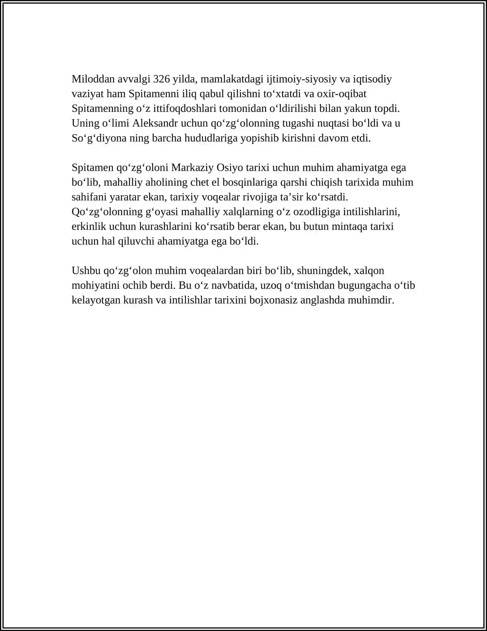 SPITAMEN QOʻZGʻOLONI HAQIDA REFERAT 4