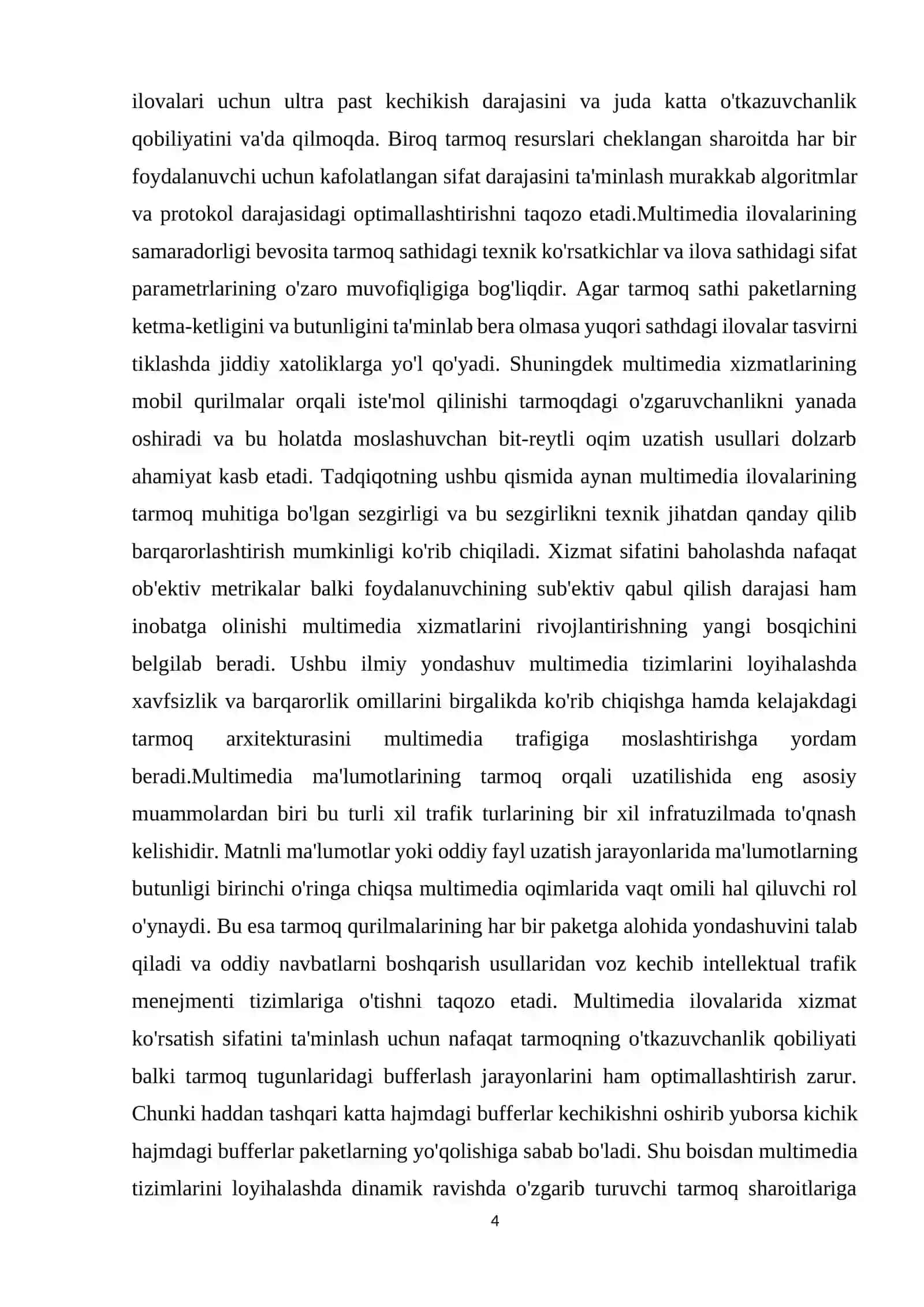 Multimedia ilovalarida xizmat ko'rsatish sifati talablari 4