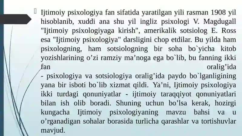 Ijtimoiy-psixologik qarashlarning rivojlanish tarixi 4