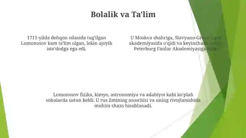 Lomonosov hayoti va ilmiy faolyati 4