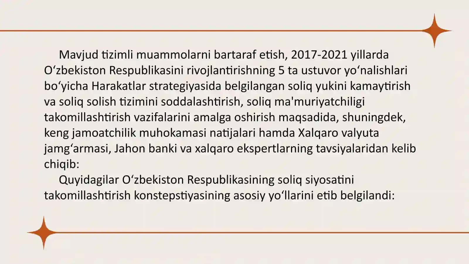 O‘zbekiston Respublikasi Soliq siyosati 4