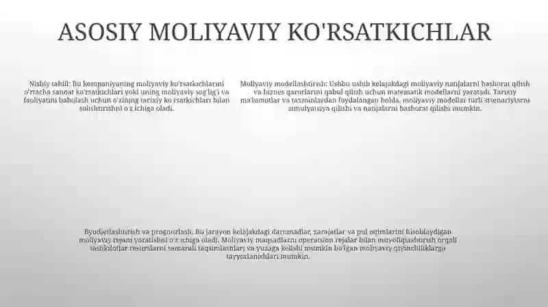 Moliya Bozori Indikatorlarini Baholash 4