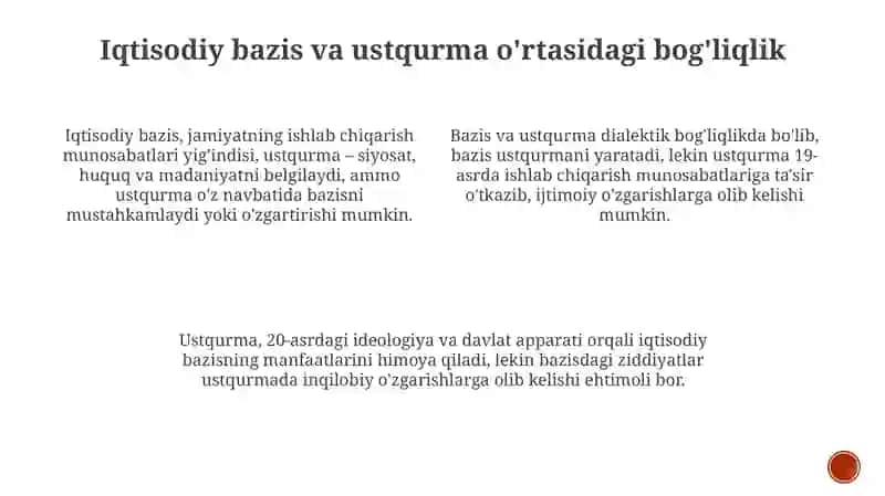 Marksistik ta'limotda ishlab chiqarish kuchlari va ushlab chiqarish munosabatlari 4