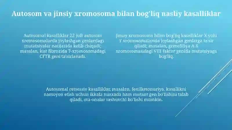 Irsiyat va irsiy kasalliklar 4