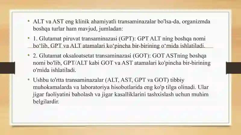 Transaminazalarni klinik ahamiyati 4
