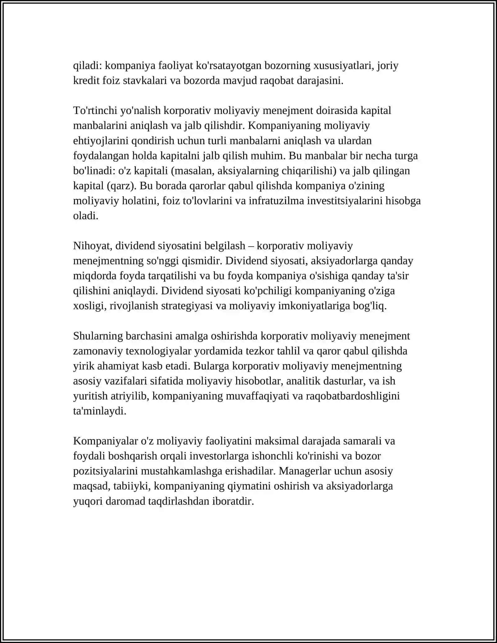 KORPORATSIYALARDA MOLIYAVIY MENEJMENT MOHIYATI TAMOYILLARI UMMUMIY VAZIFALARI 4