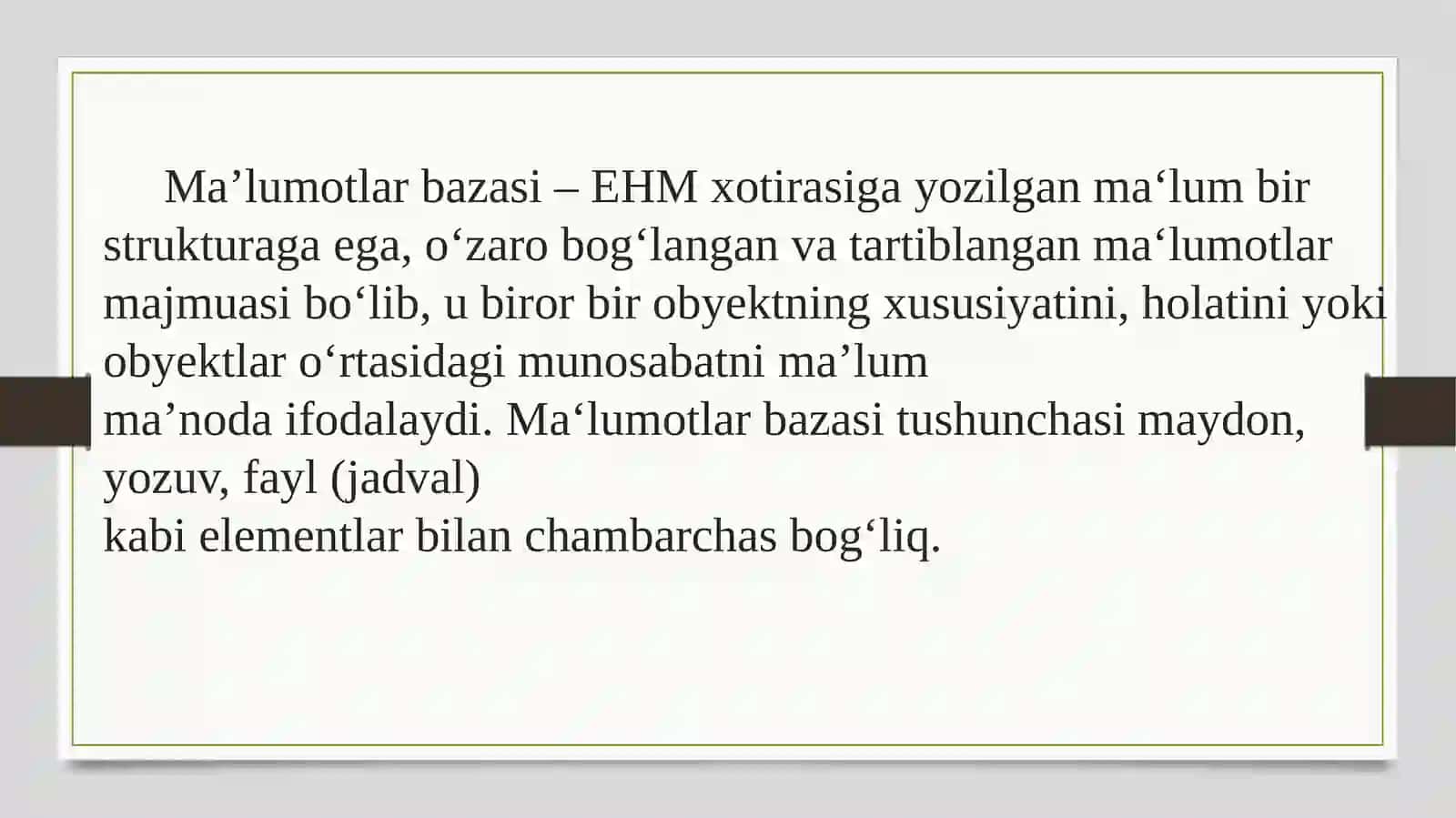 Ma’lumotlar Bazasiga Qayta Ishlov Berish 4