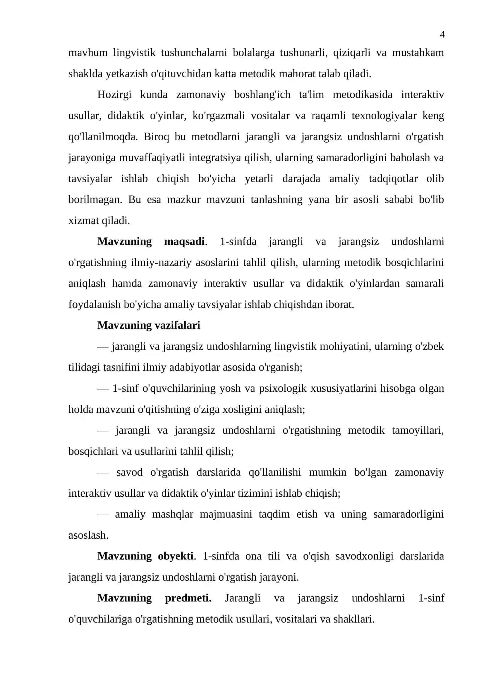 1-SINFDA JARANGLI VA JARANGSIZ UNDOSHLARNI O'RGANISH METODIKASI 4
