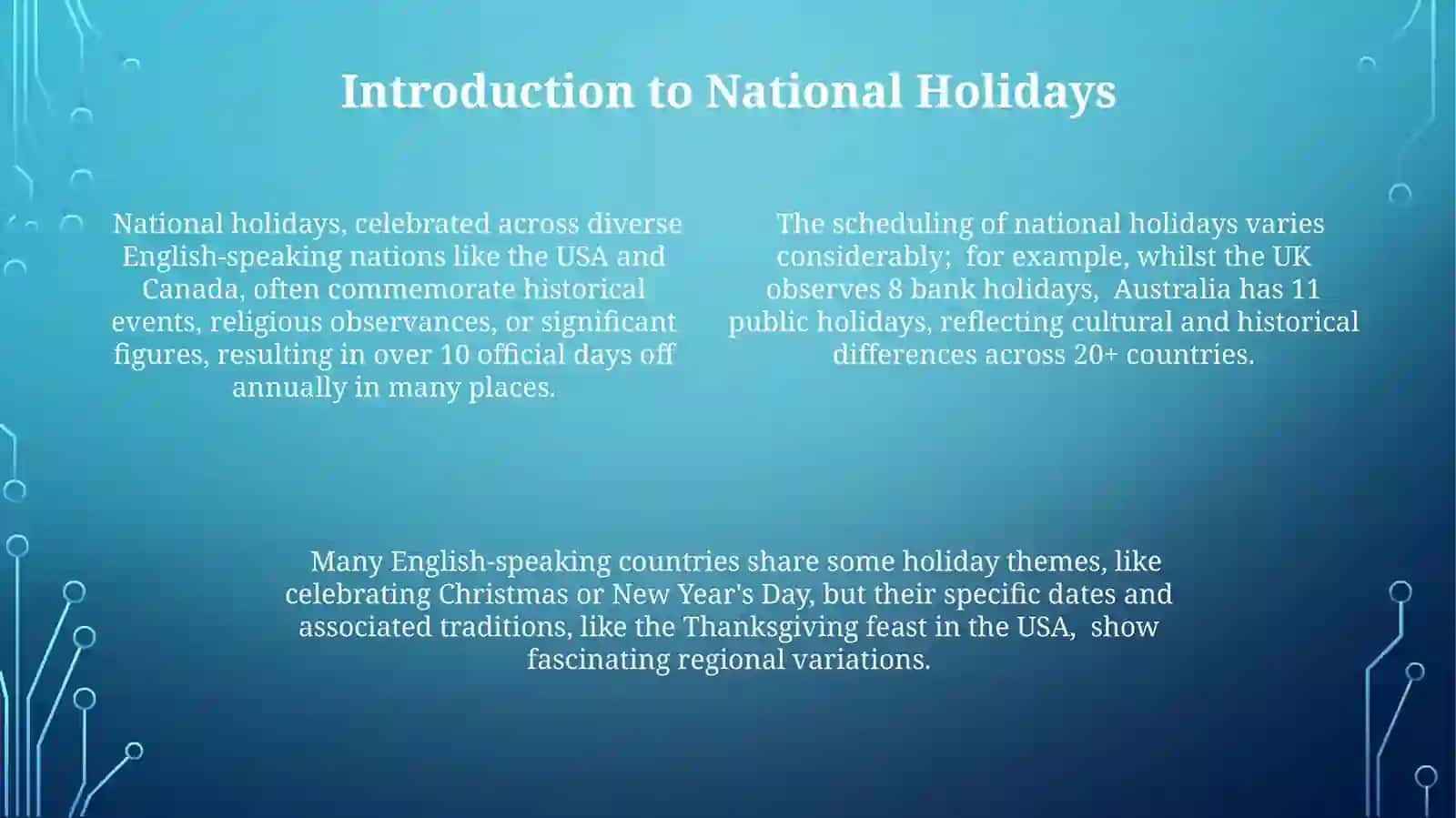 National holidays of English speaking Countries 4