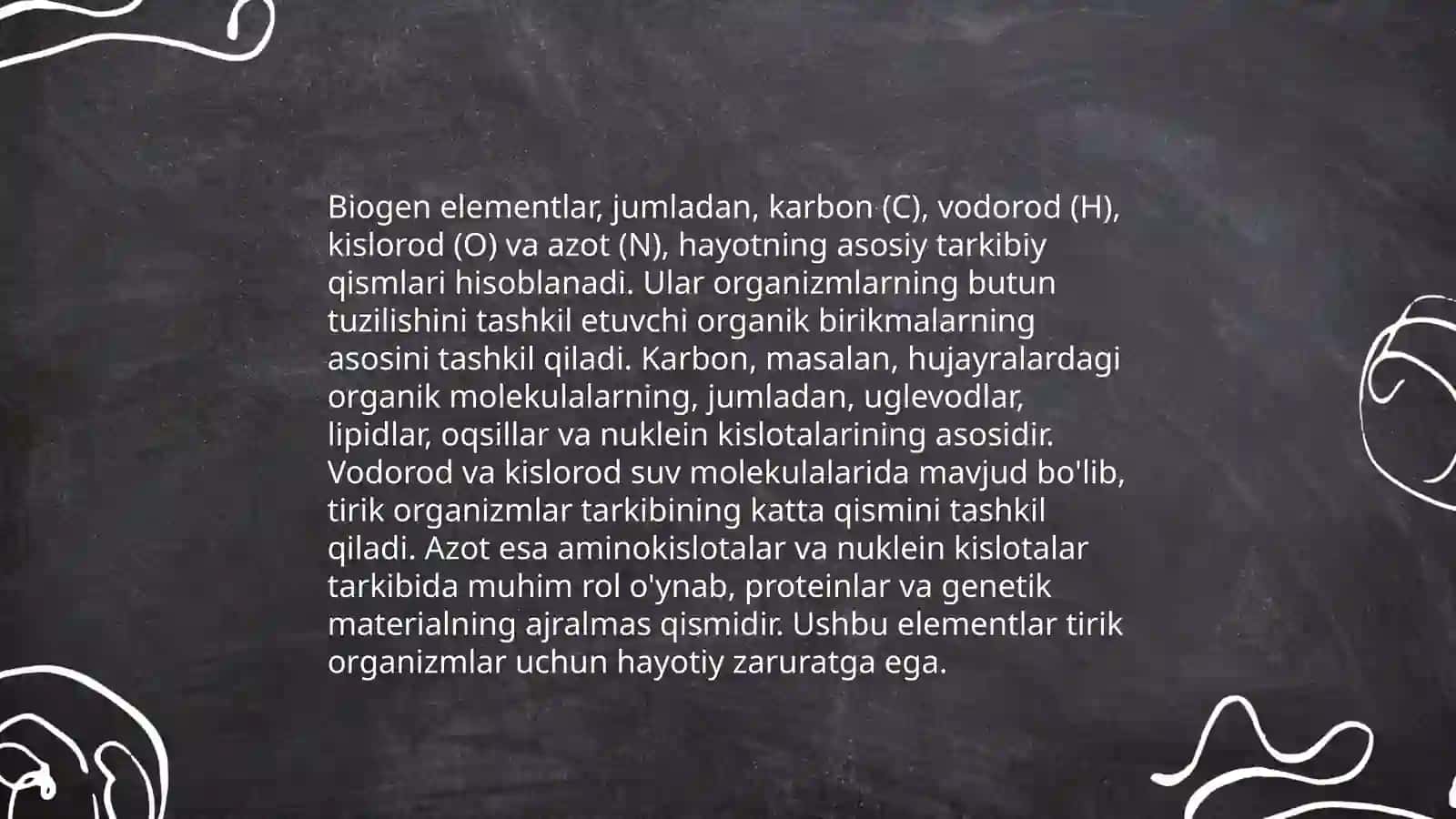 Biogen elementlar va ularning ahamiyati haqida 4