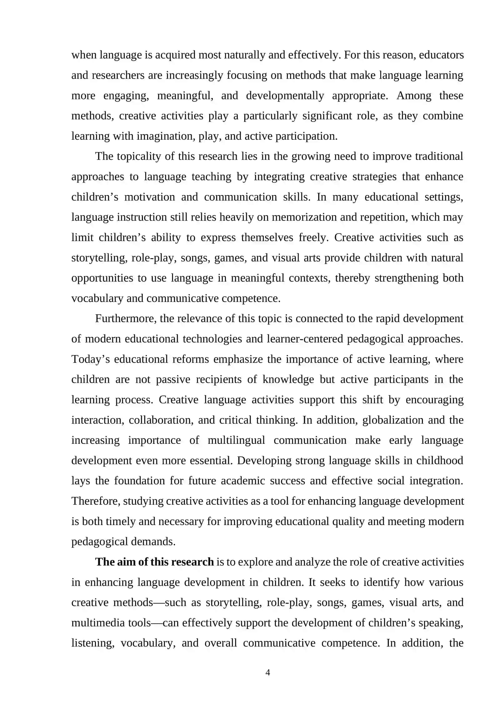 Creative activities for enhancing language development in children 4