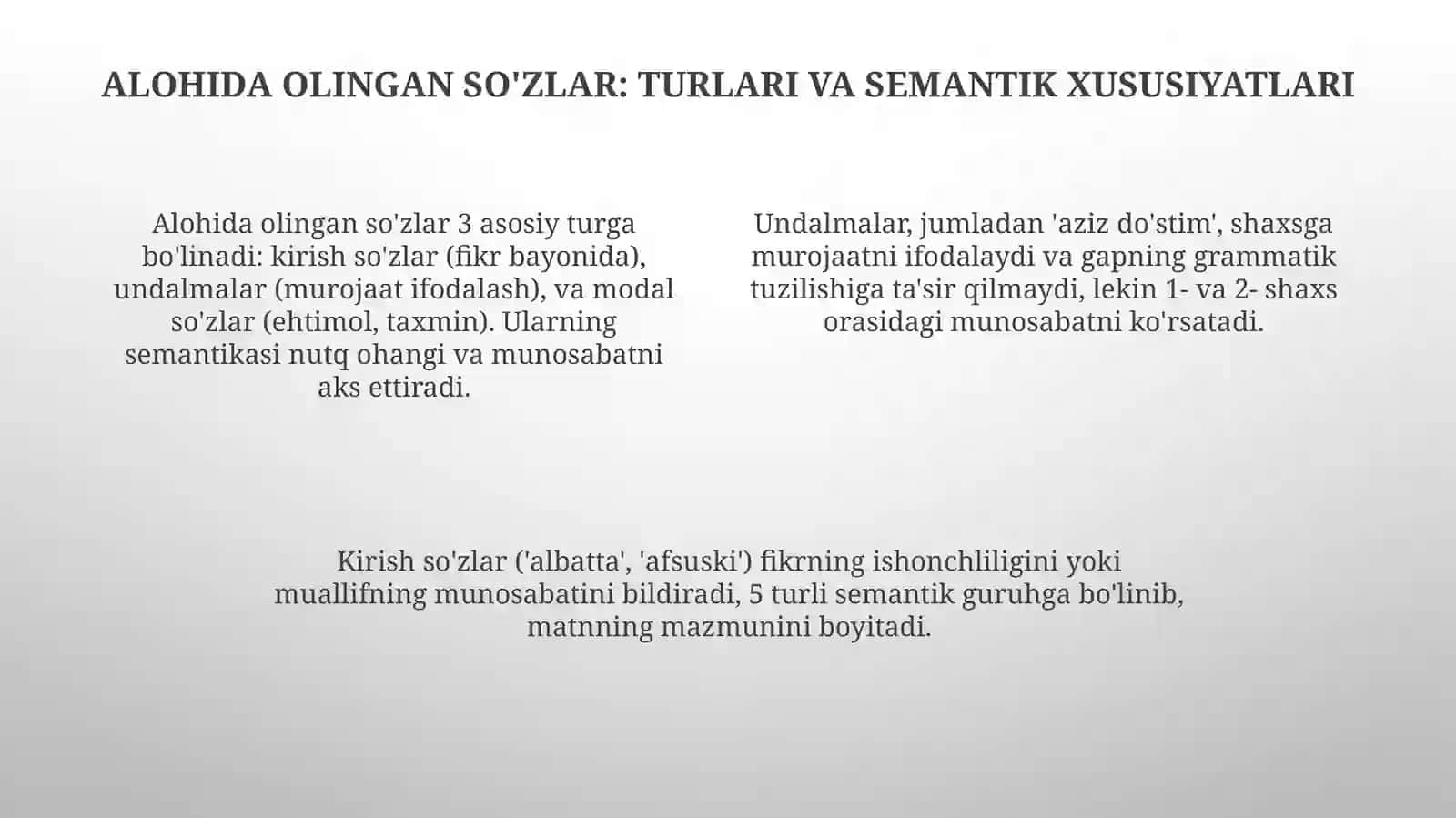 Yordamchi va alohida olingan so'zlar 4