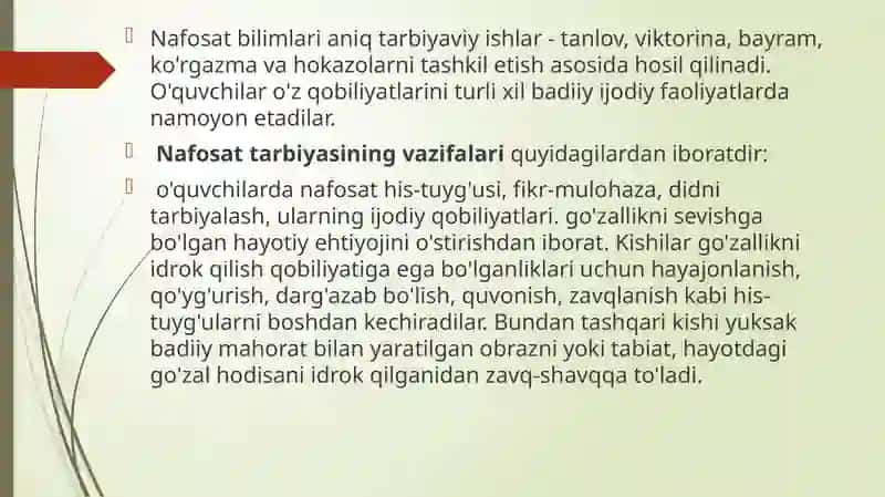 Boshlang’ich sinf o’quvchilariga nafosat tarbiyasini berishda pedagogik etika 4