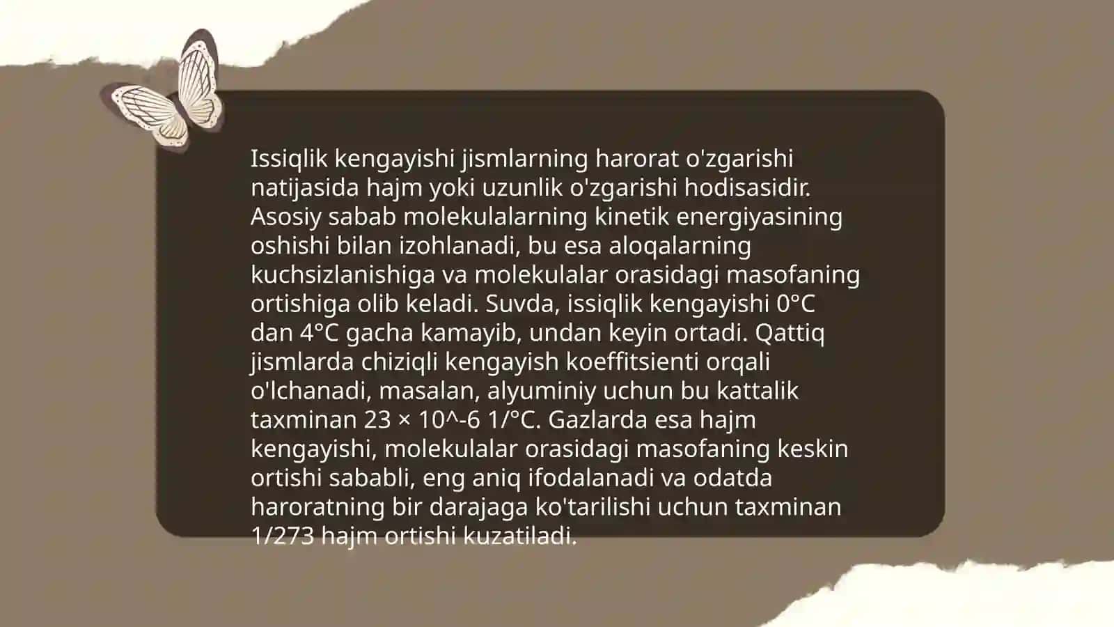 Qattiq jismlarning issiqlikdan kengayishi 4