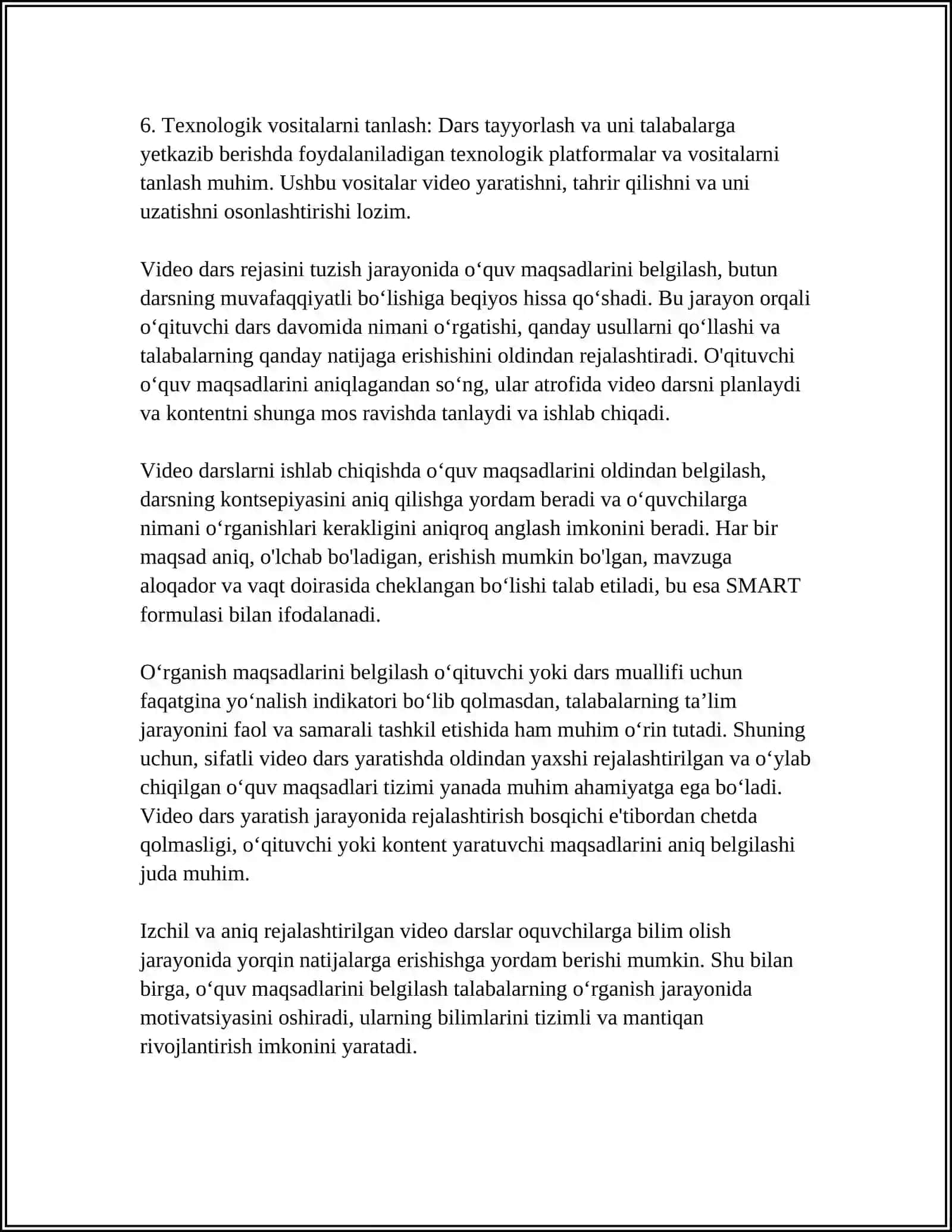 VIDEO DARSLAR YARATISH VA ULARDAN FOYDALANISH 4