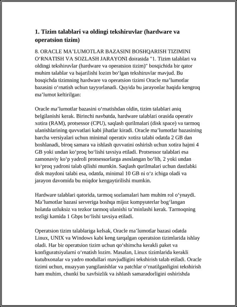 ORACLE MA’LUMOTLAR BAZASINI BOSHQARISH TIZIMINI O‘RNATISH VA SOZLASH JARAYONI 4