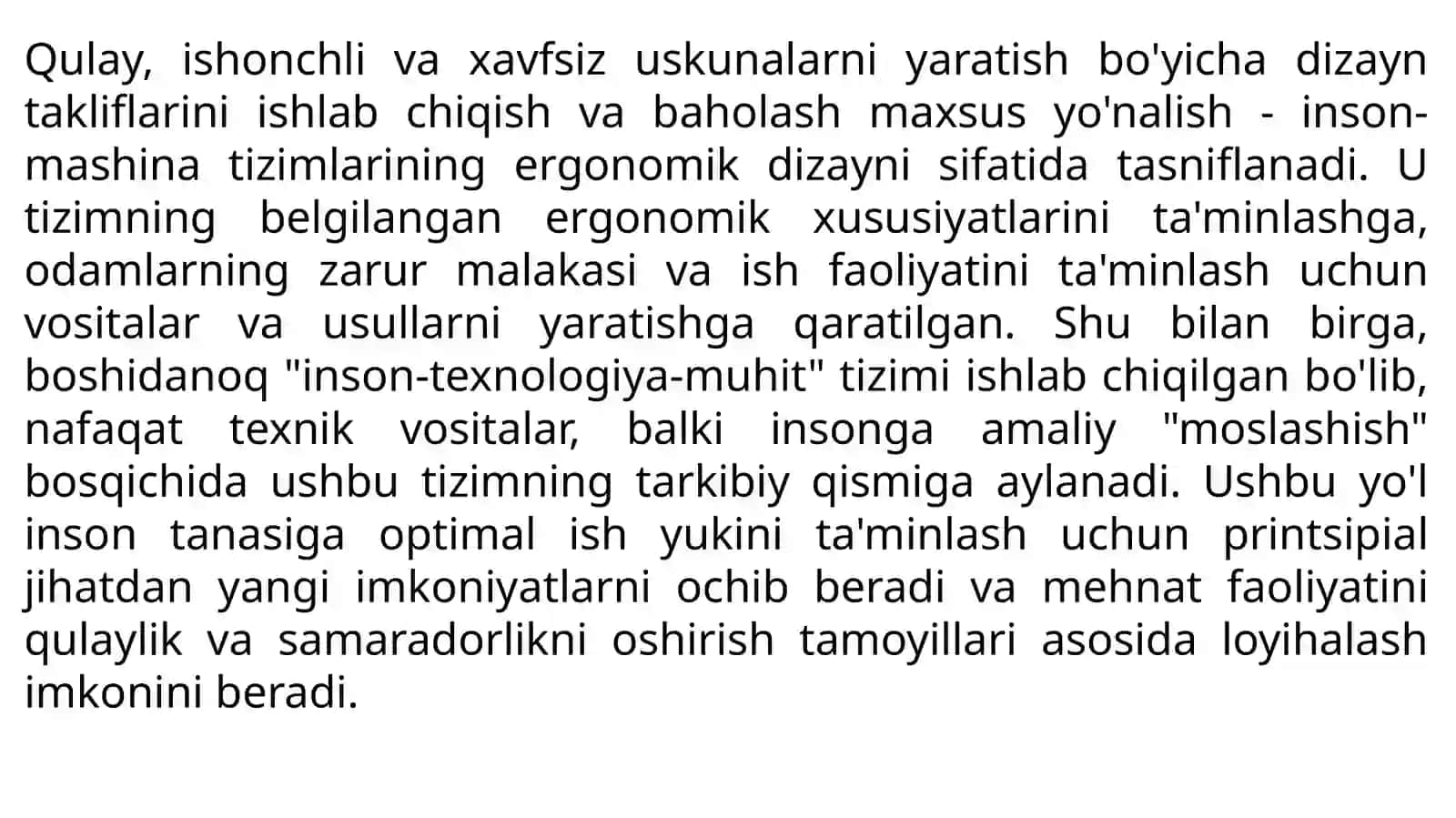 Inson-mashina tizimini ergonomik loyihalash 4
