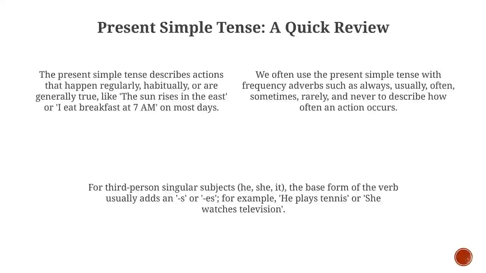 Adverbs of time in Present Simple Tense 4