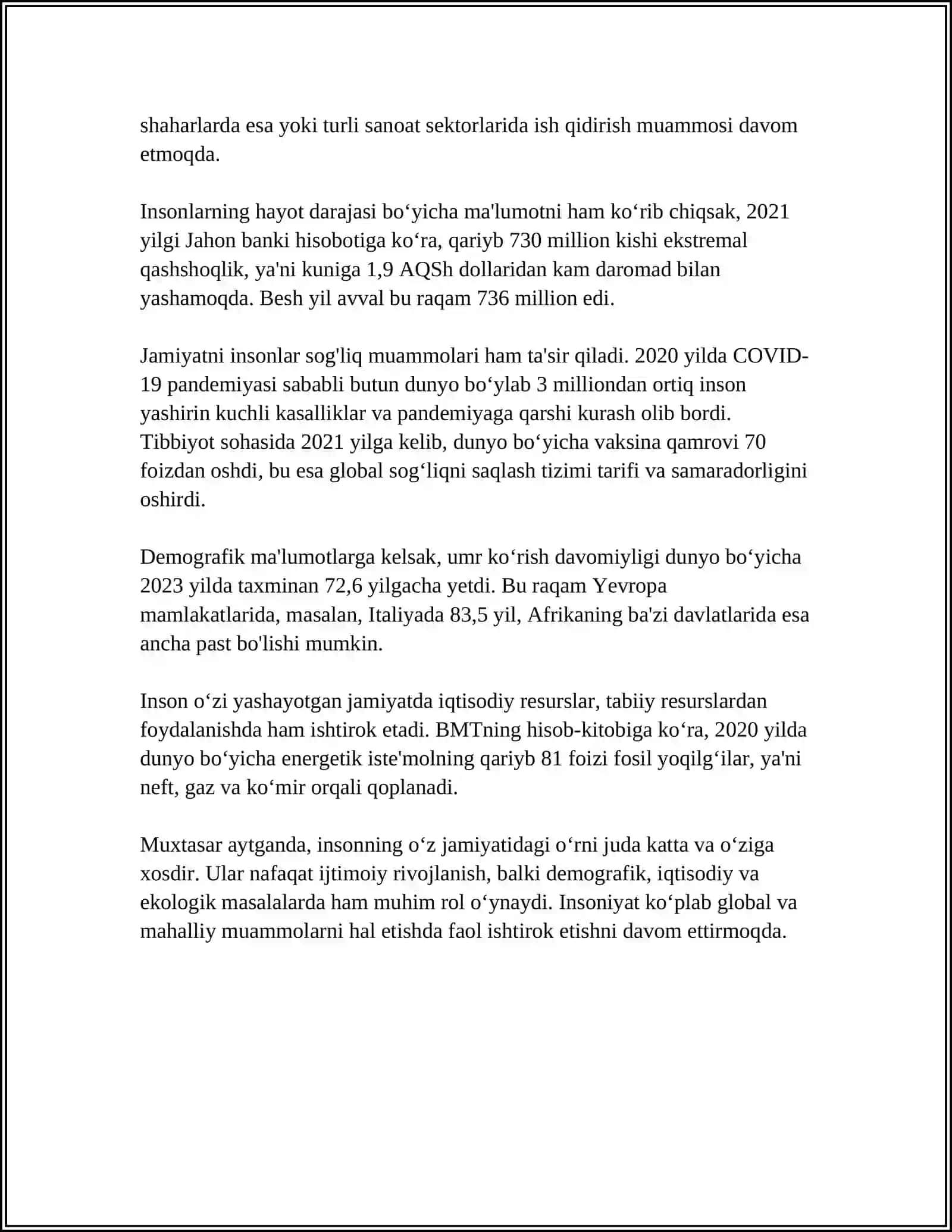 REFERAT Mavzu: İNSAN HÁM JÁMIYET 4