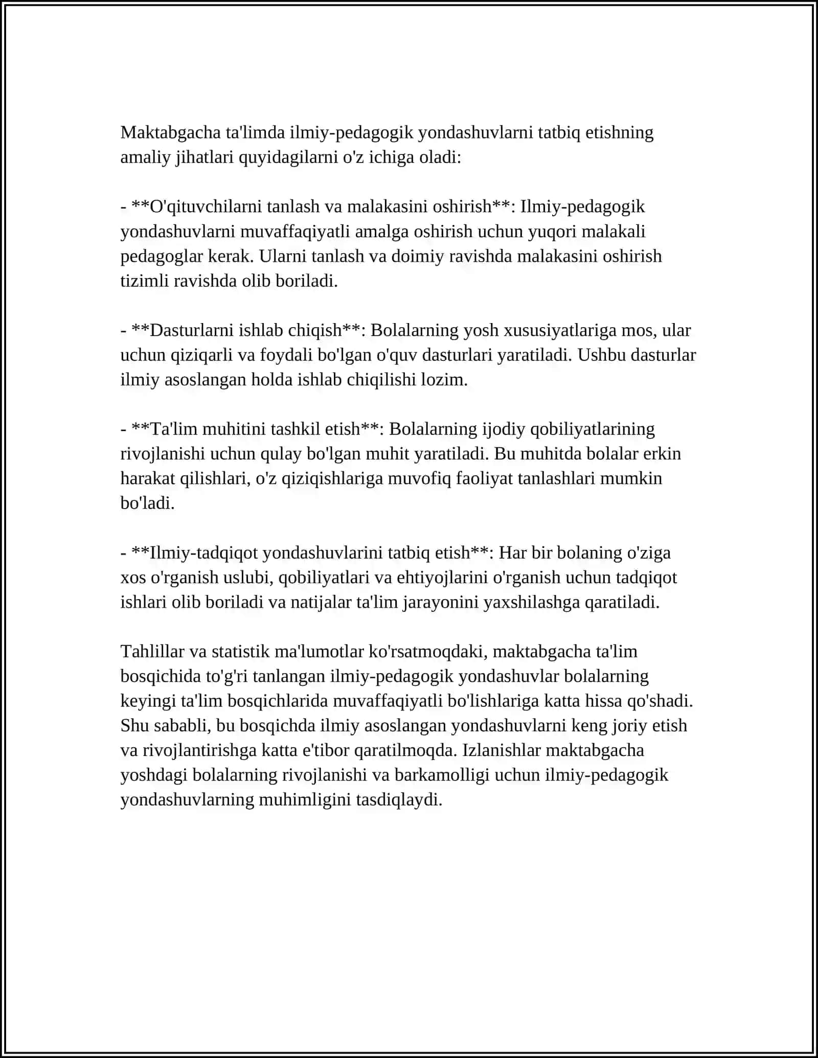 MAKTABGACHA YOSHDAGI BOLALARNI O‘QITISH METODIKASI 4