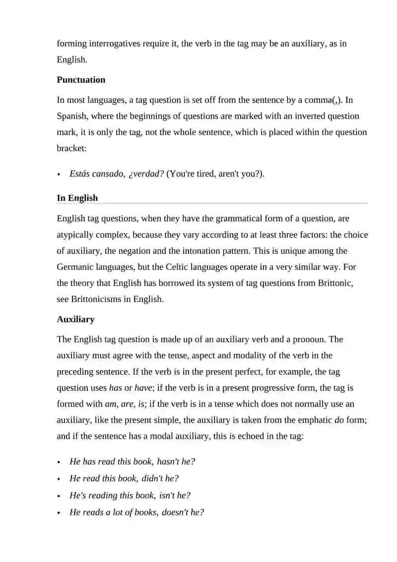 Tag questions 4