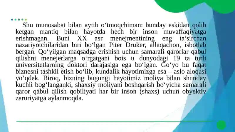 SHAXSIY MOLIYANI REJALASHTIRISHDA QARORLAR QABUL QILISH 4