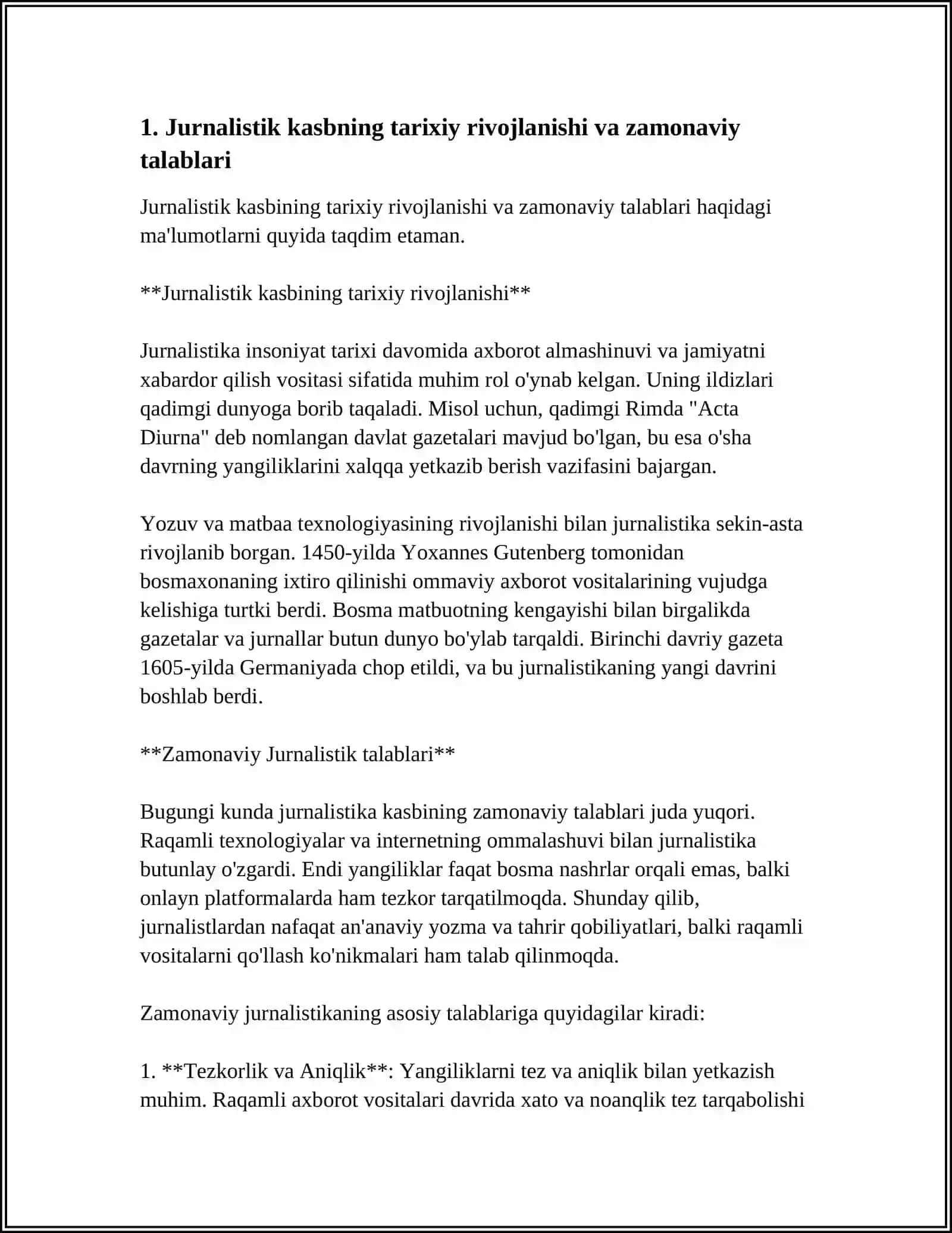 JURNALISTIK KASB TAVSIFI VA IJODIY FAOLIYAT SOHASI SIFATIDA 4