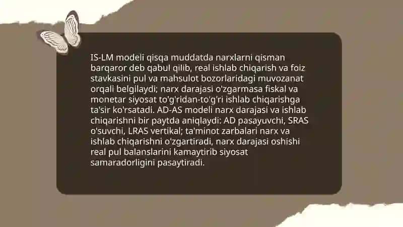 Asosiy makroiqtisodiy modellarning qiyosiy tahlili 4