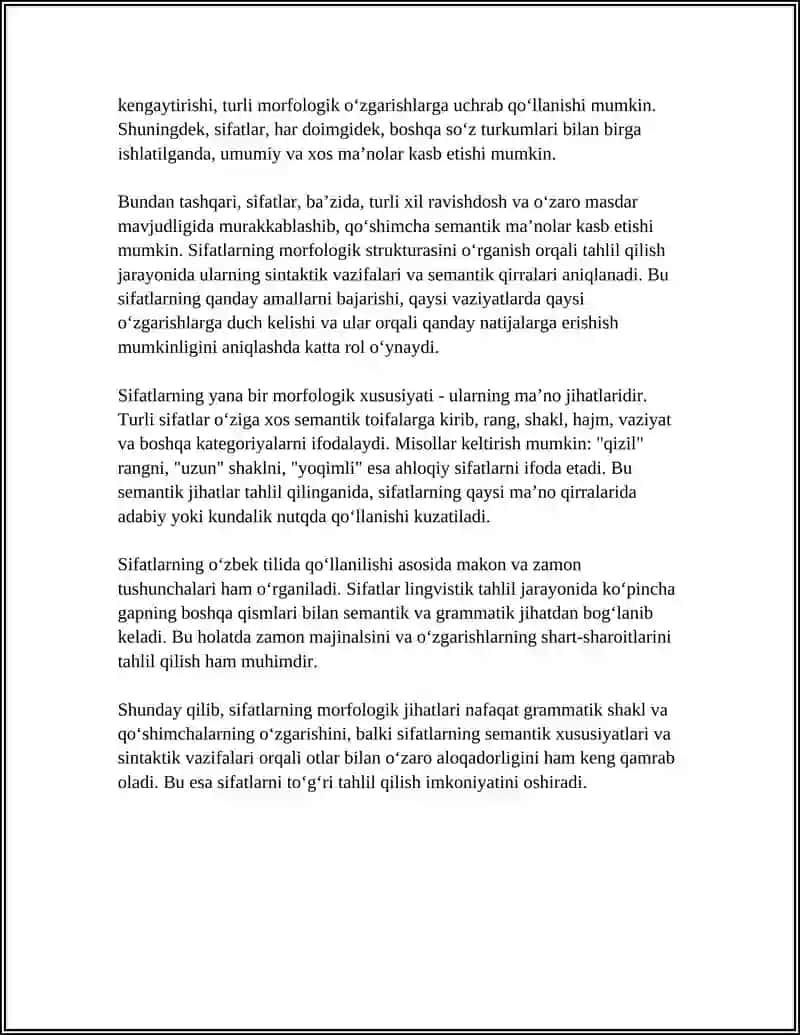 MORFOLOGIK TAHLIL. SIFAT VA SON 4