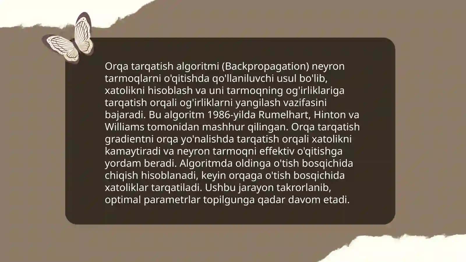 Neyron tarmoqlarni qurishda algoritmlar 4
