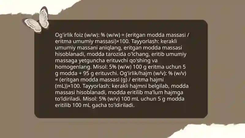 Eritmalar tayyorlash malaka va ko'nikmalarini egallash 4