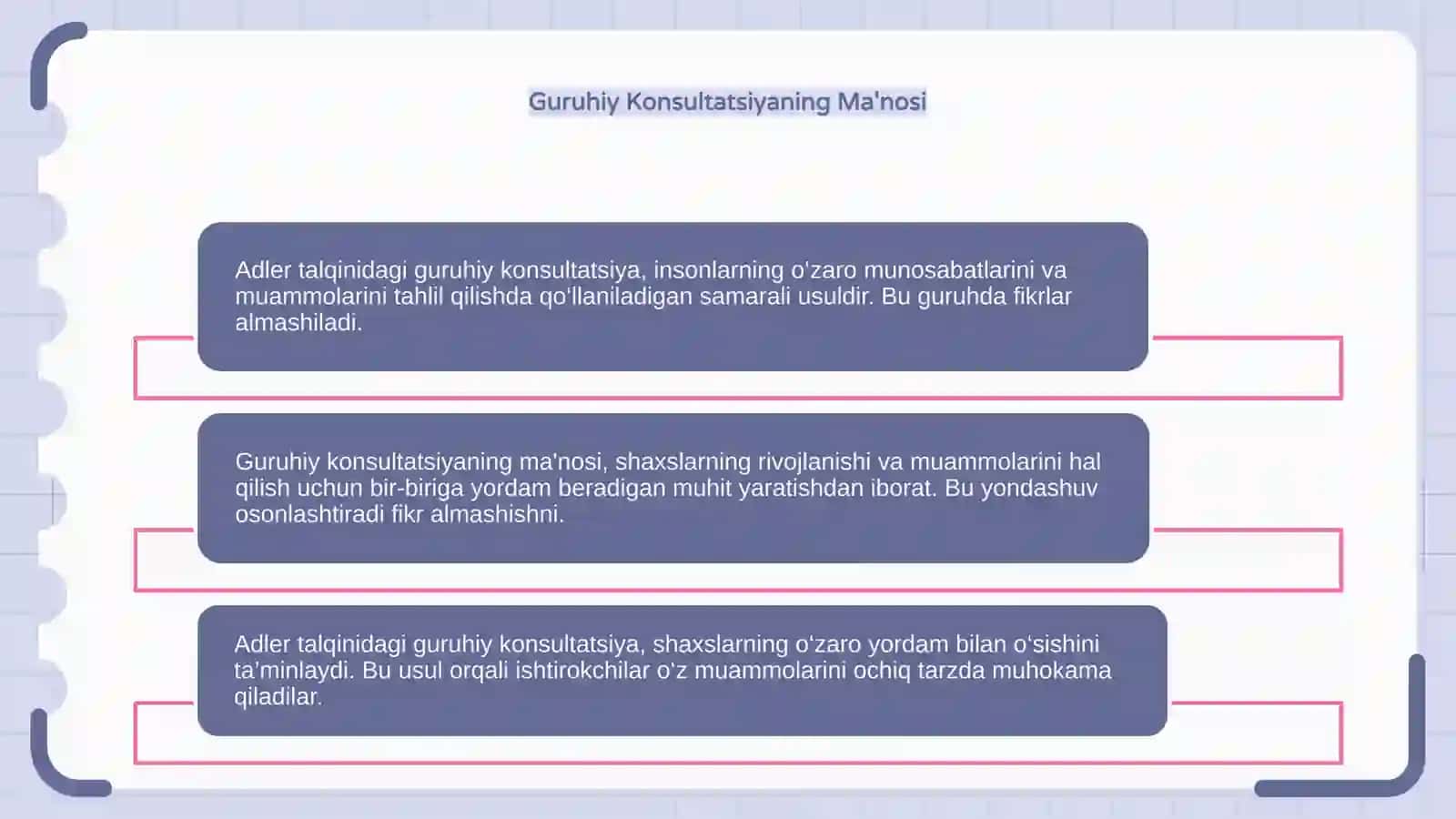 Adler talqinidagi guruhiy konsultatsiya 4