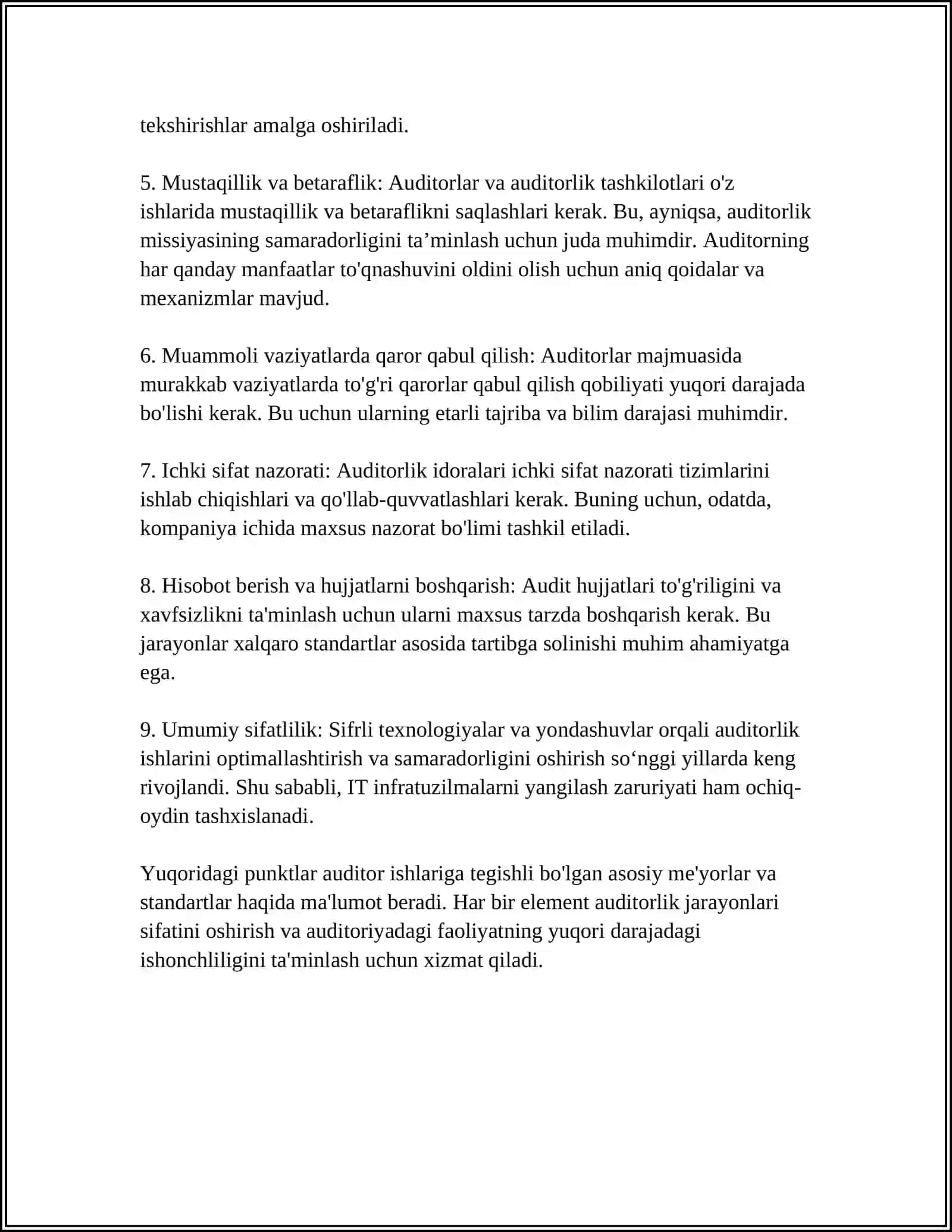 AUDITOR ISHLARINING SIFATI NAZORAT QILISH 4