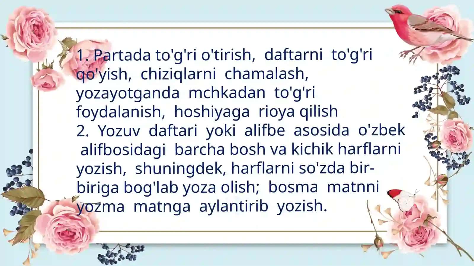 Savod o’rgatish davrida yozuv darslari 4