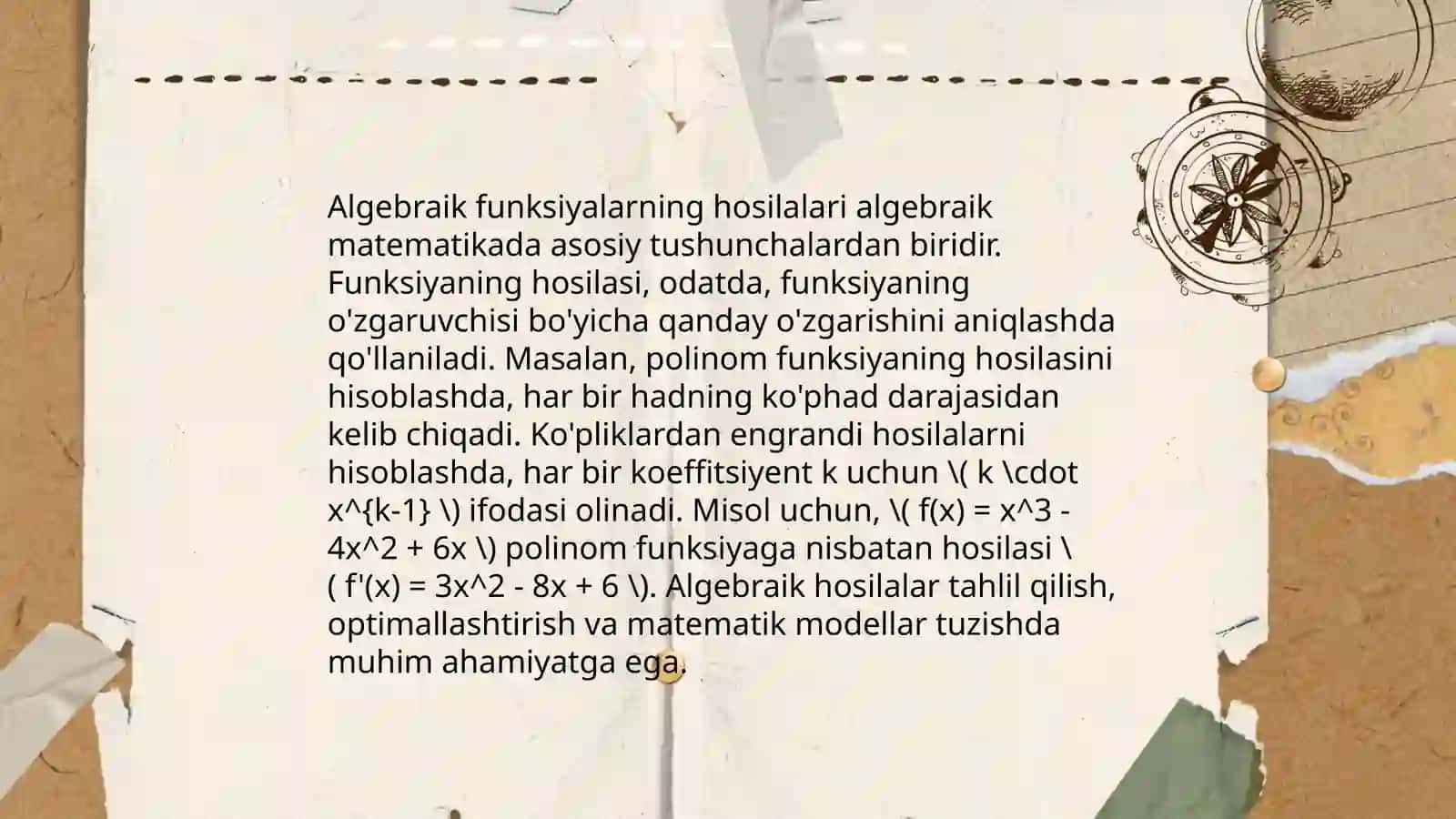 Algebra va Matematika Kursi 4