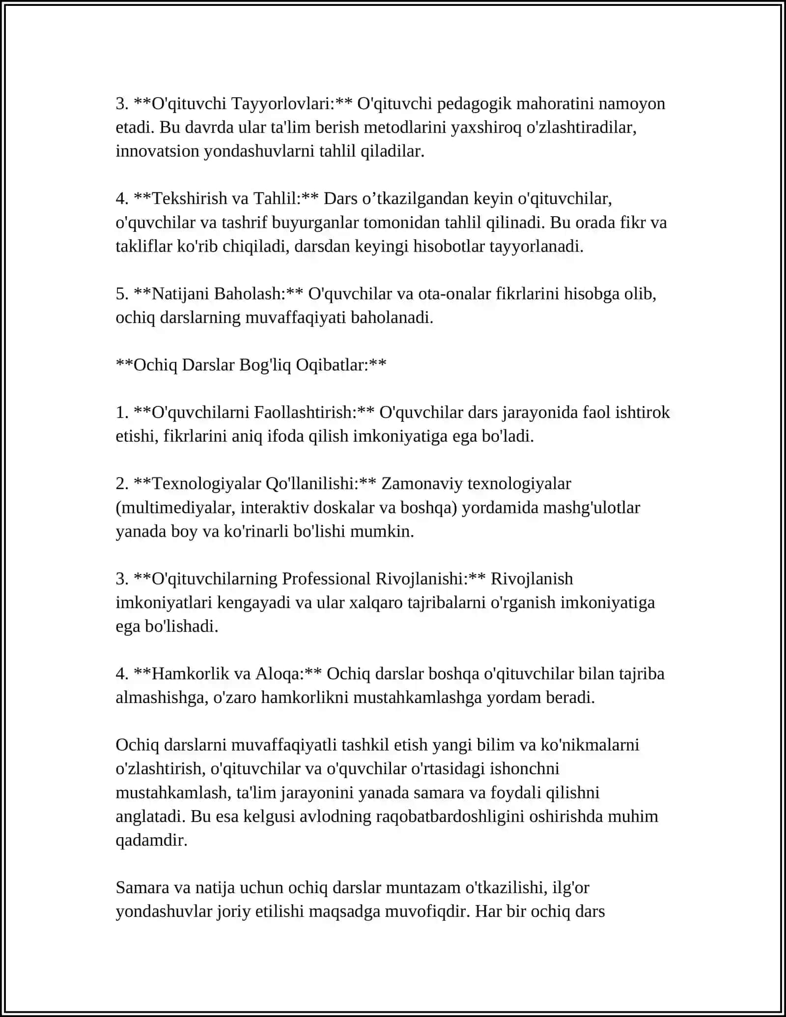 MAKTABDAGI OCHIQ DARSLAR HAQIDA 4