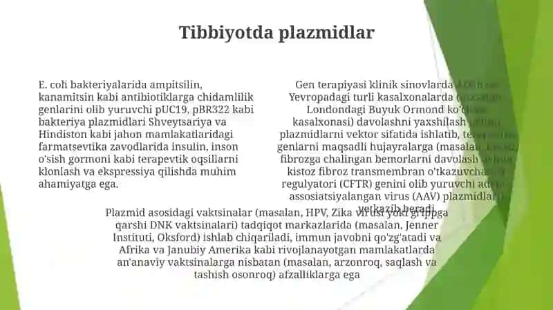 Plazmidalar va ularning qoʻllanilishi 4
