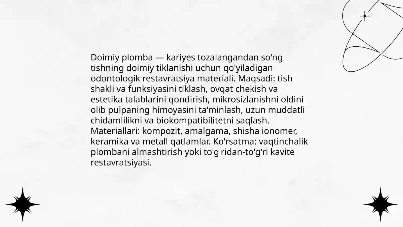 Vaqtinchalik va doimiy plomba 4
