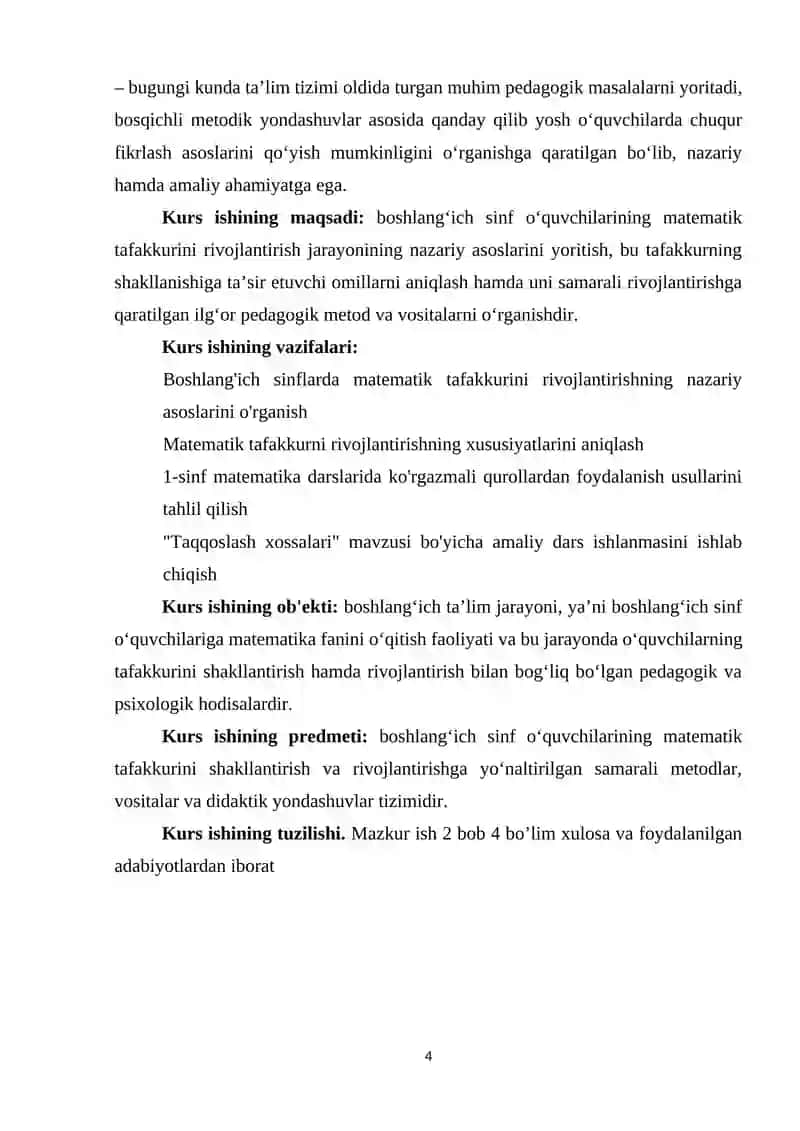 BOSHLANG'ICH SINF O'QUVCHILARINING MATEMATIK TAFAKKURINI RIVOJLANTIRISH 4