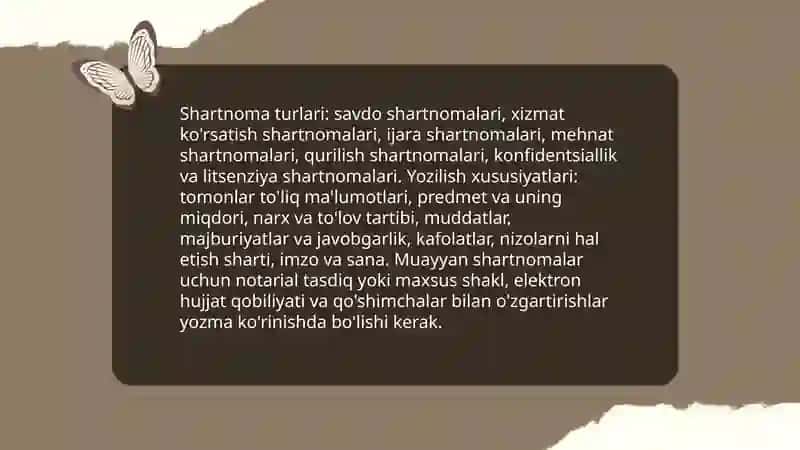 Shartnoma, yozilish tartibi 4