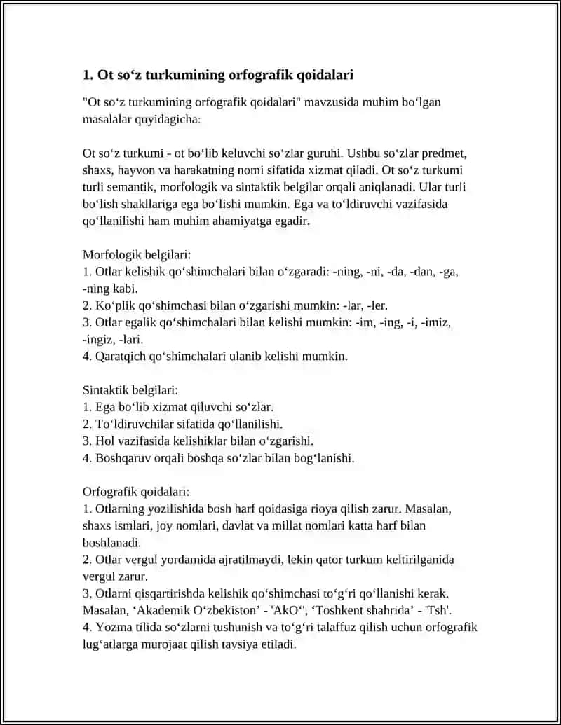 Ot so‘z turkumining orfografik qoidalari 4
