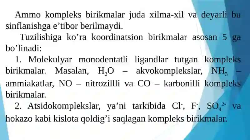 Kompleks birikmalarning sinflanishi 4