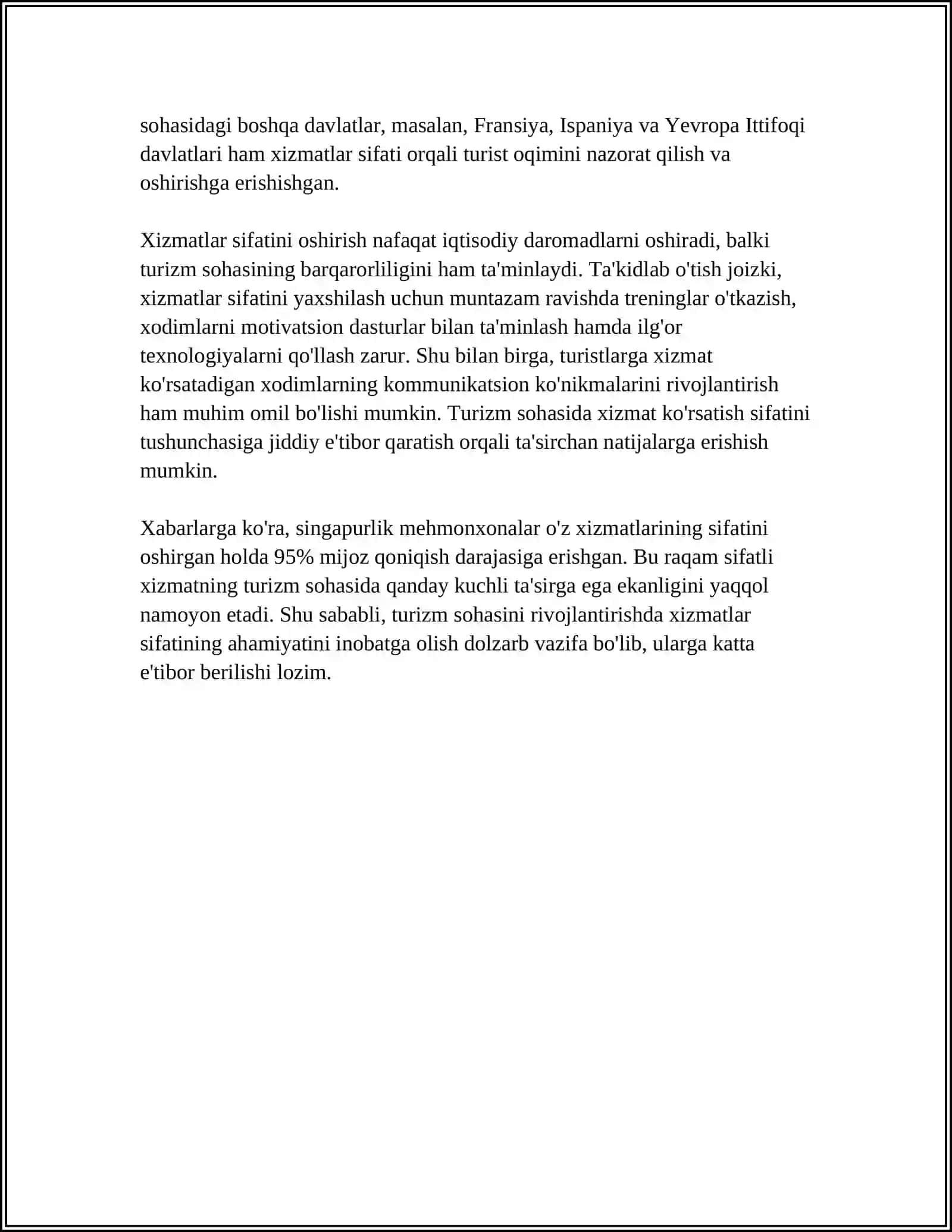 TURIZMDA XIZMATLAR SIFATINI BAHOLASH 4