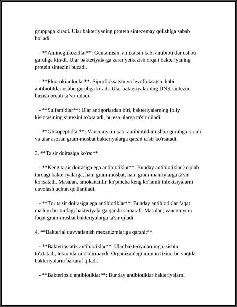 ANTIBAKTERIAL PREPARADLAR. ANTIBYOTIKLAR 4